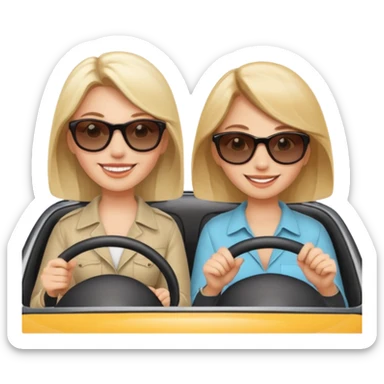 Two women driving sticker