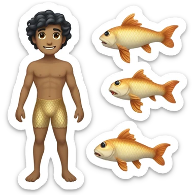 Tan merman with dark hair sticker