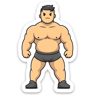 full body bulky male figure standing, muscular build, not overweight but not skinny, strong physique sticker