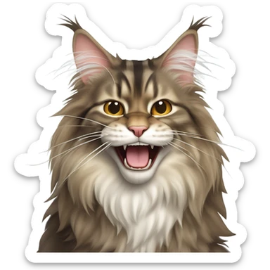 yawning maine coon cat sticker