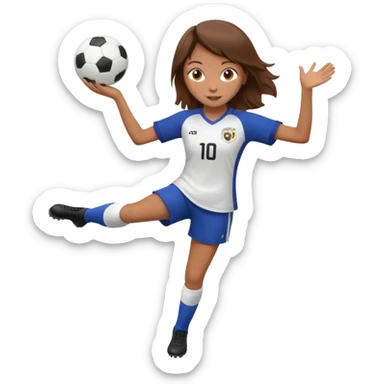 Can you make a girl with brown hair that is wearing a soccer uniform that is juggling a soccer ball sticker