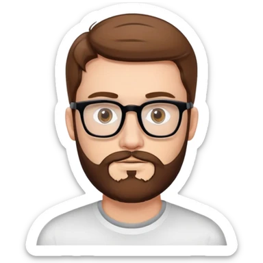white man with brown hair and beard and hazel eyes and black square eyeglasses  sticker