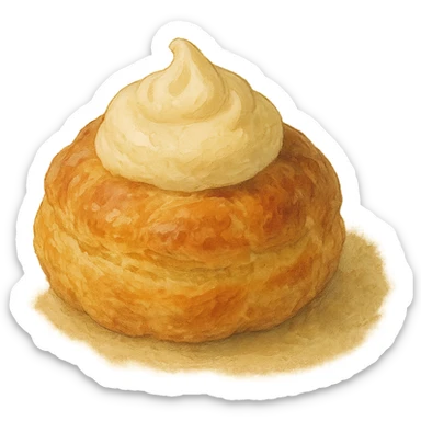 realistic pastry, natural colors, soft, fairy-like atmosphere, no background, square size sticker