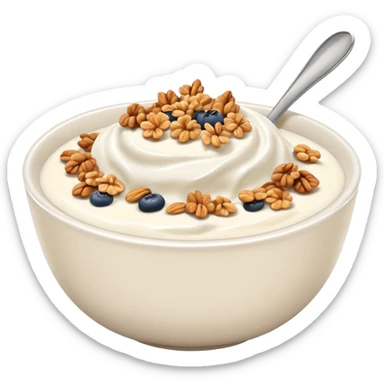 a plain greek yougurt with gronola on it sticker