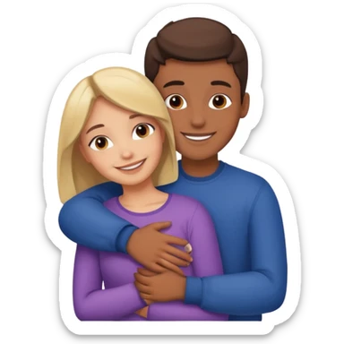 Girl hug a boy friend european bold sticker