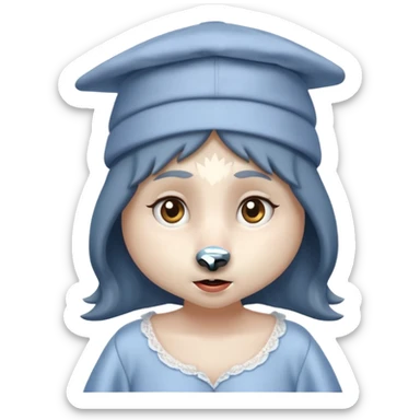 the wolf in grandma's nightgown and cap in the little red riding hood story sticker