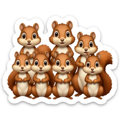 6 squirrels looking and amazed with awe sticker