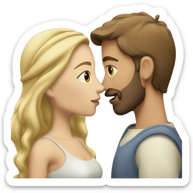 couple kissing, him with brown hair, beard and eyes, white skin; her with blonde hair, brown eyes, white skin sticker