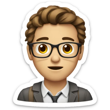 nerd with brown hair bored sticker