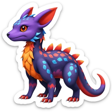 Cute Exotic Colorful Guilmon-Salandit-Umbreon-Quilava-Fakémon-hybrid-creature (full body)  sticker