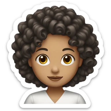 curly black long hair white woman with baby sticker
