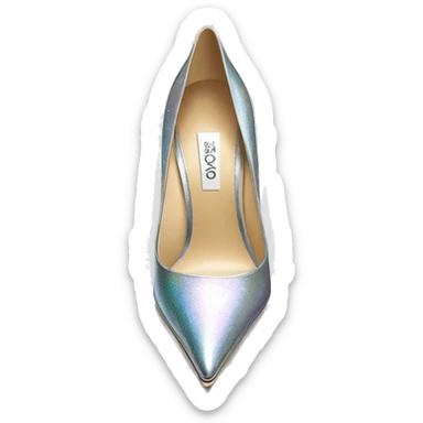Realistic isolated top view of a pair of silver iridescent jimmy Choo stiletto high heel shoes. sticker