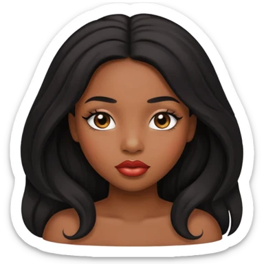 A black girl with plump lips and long lashes with long black hair sticker