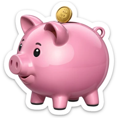 money in a piggy bank side on sticker