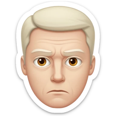 a white man with a suspicious look sticker