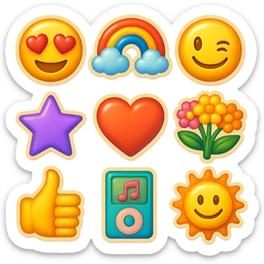iOS 18 emoji, Pinterest moodboard style, gentle gradients, trendy, no text sticker