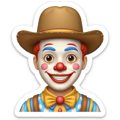 Clown in a cowboy hat sticker