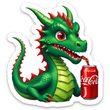 Un dragon tomando coca sticker