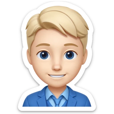 Genera una mascota considerando Instructor joven
Estilo 3D moderno, carismático (tipo animación profesional)
Sonrisa natural, mirada cercana
Colores blanco y azul
Vestimenta empresarial casual sticker