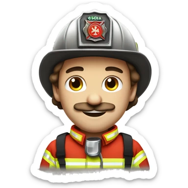 brownhair firefighter with brown mustache in superb skoda sticker