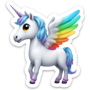 Rainbow unicorn with wings sticker