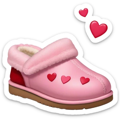 Ugg slippers pink with hearts sticker