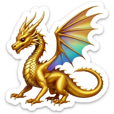 a golden dragon with two legs and two wings sticker
