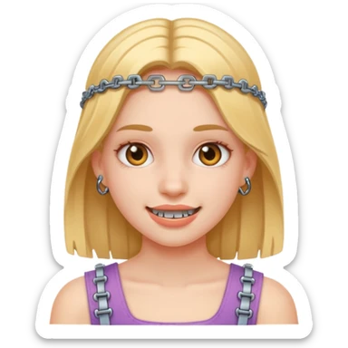 girl with metal braces  sticker