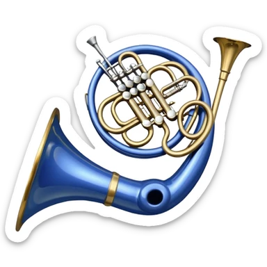 Blue french horn sticker