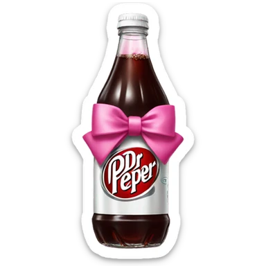 dr pepper bottle with a pink bow on top sticker