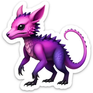 Cool Edgy Black-pink-purple-gradient badass Fionbri-Vernid-Trico-animal-creature full bodyd sticker