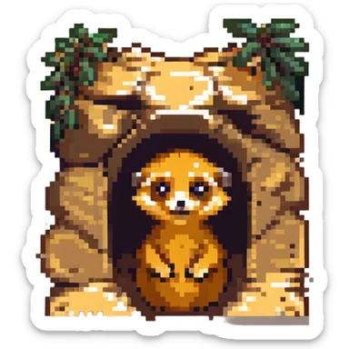 cartoon meerkat peeking out of a burrow sticker