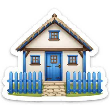 A Ukrainian peasant house with white walls sticker