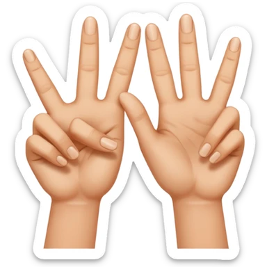 W V as hand signs. 5 fingers on each hand sticker