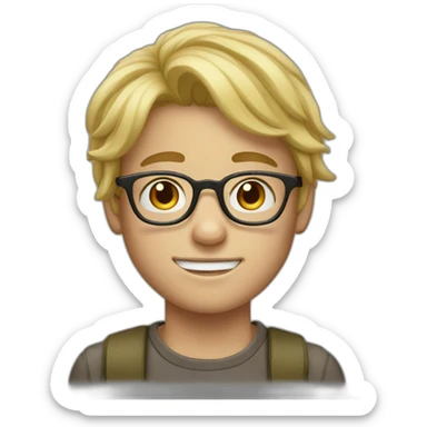 Blond boy with glasses and freckles  sticker