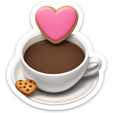Quiero que unas el emoji de la taza de café ☕️ junto a este emoji de corazón rosa💖 y el emoji de la galleta chip🍪 sticker