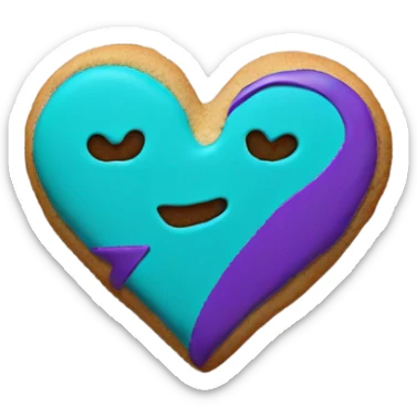 Purple teal Suicide awareness ribbon, heart cookie sticker