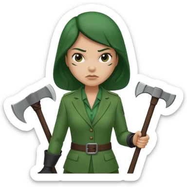 female executioner in green suit sticker