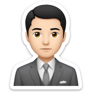 man black hair light skin tone with suit sticker