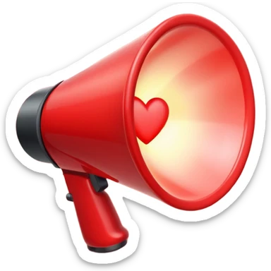 megaphone with a glowing heart coming out sticker