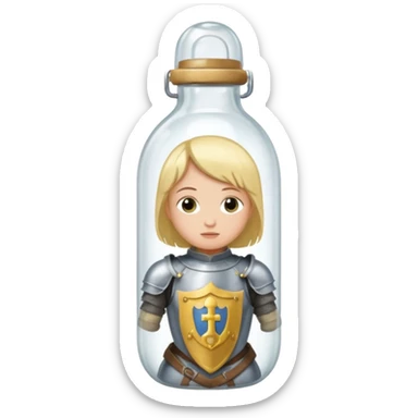 Jeanne d’arc en armure médiévale en enfermée dans un biberon  sticker