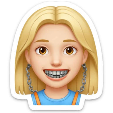 girl with metal braces on teeth sticker