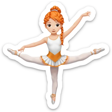 A young dancer with braided orange hair, practicing a gentle arabesque. sticker