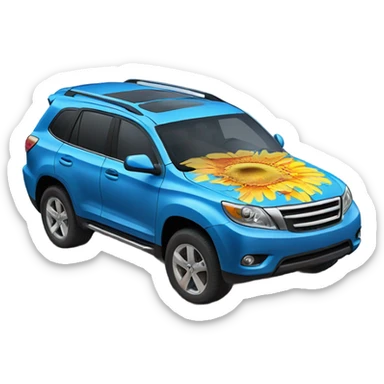 Blue suv melting into a peddle in the sun sticker