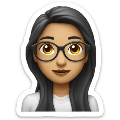 Una chica pelo liso,morena,con gafas y un lunar abajo del ojo sticker