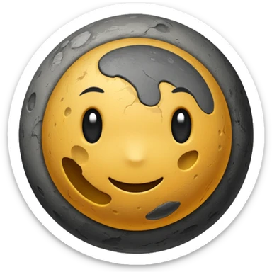 planet Mercury as a round, rocky gray ball with a slightly uneven stony surface and soft transitions between light and dark gray areas, emoji style sticker