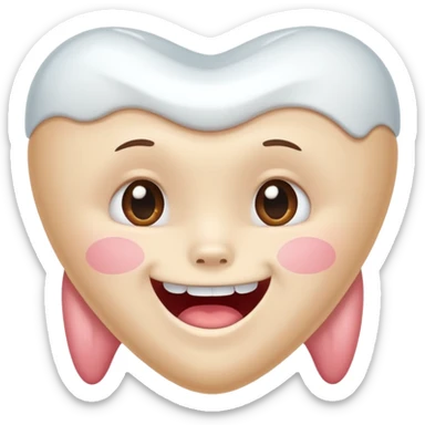 white tooth with a shy, blushing cute face sticker
