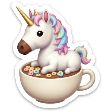 unicorn drinking Cocoa Puff cereal sticker