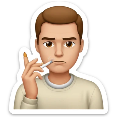 annoyed smoking a cigarette sticker