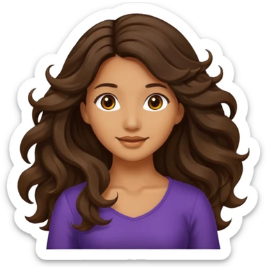 Long dark wavy hair women twirling around sticker